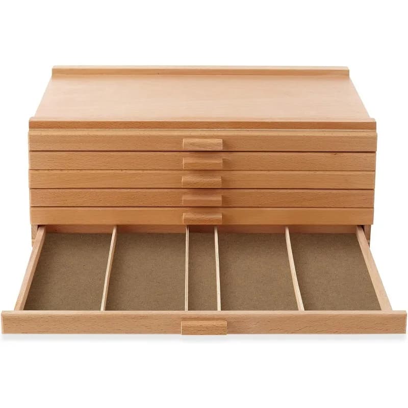 Boîte de rangement en bois à 6 tiroirs pour artistes, pour pastels, crayons, stylos, marqueurs, pinc