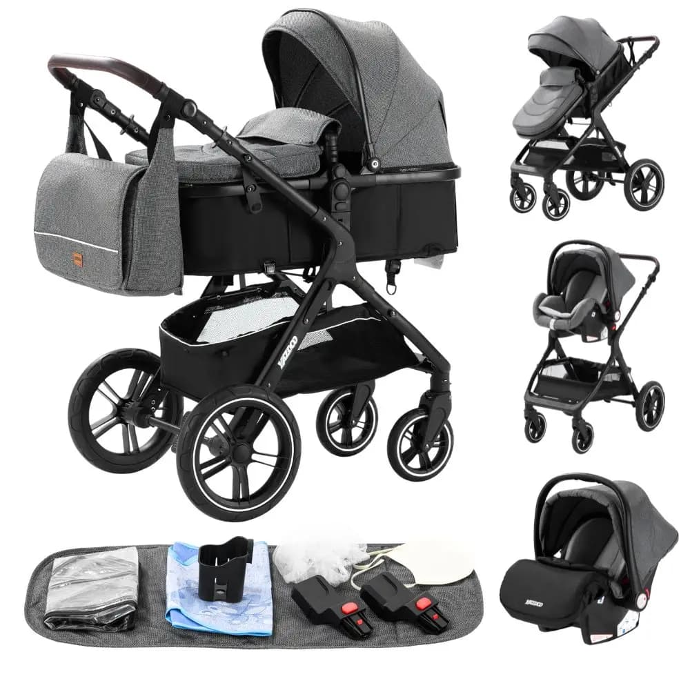 Poussette multifonction 3 en 1 avec siège auto et nacelle, poussette compacte pliable, poussette lég