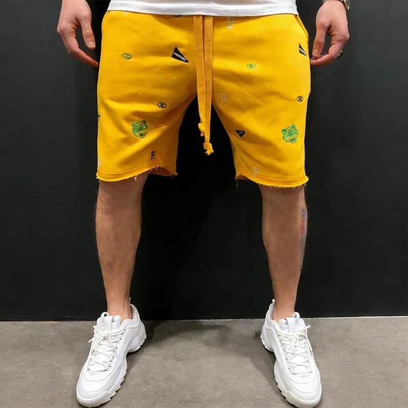 Shorts amples en coton pour hommes, style streetwear, brodés, décontractés, pour le sport et la musc
