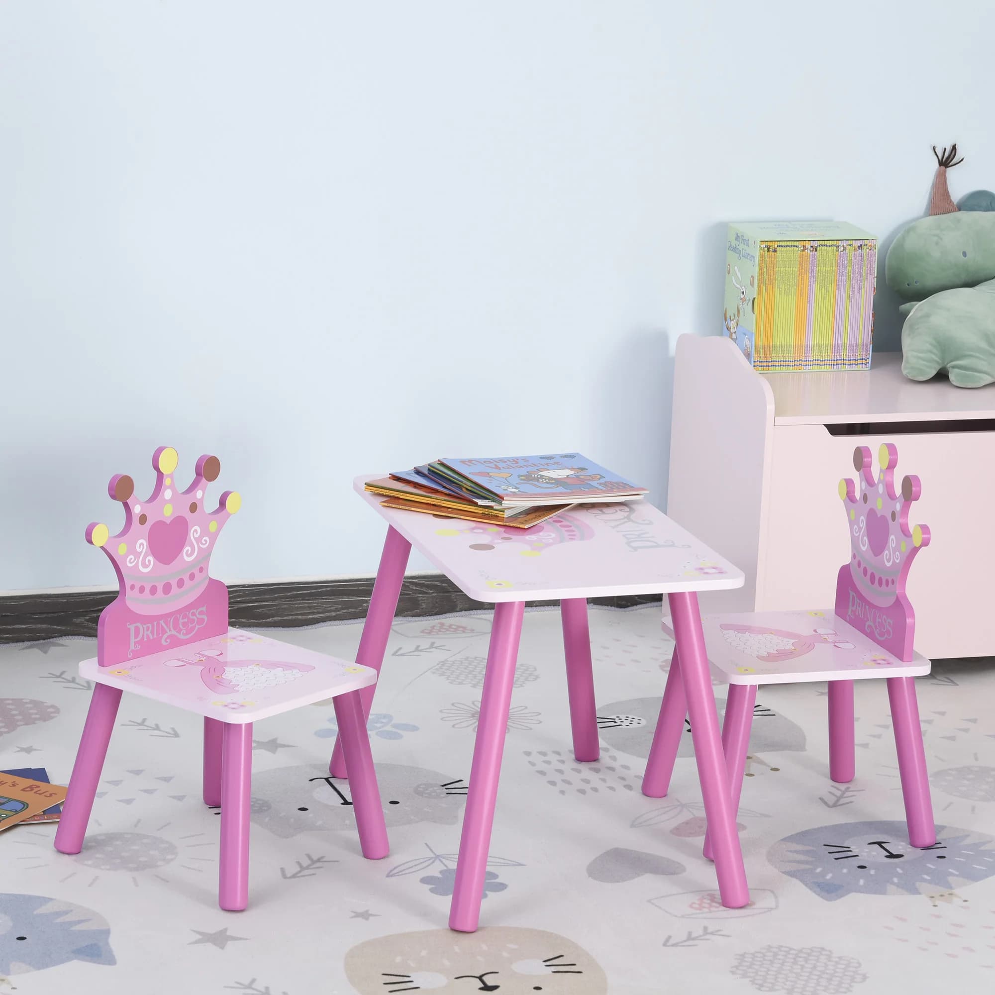 Siège de table en bois pour enfants, collection triple pièces, motif couronne