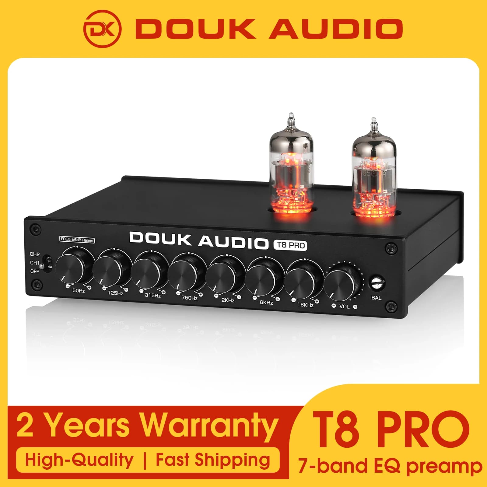 Douk Audio T8PRO HiFi Valve Tube stéréo équilibré XLR/RCA préampli égaliseur EQ 7 bandes maison pour