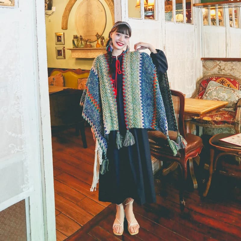 Pouvez-vous psyLady-Poncho Vintage Boho Everaks pour femme, Capes, Top, Floral, Pampilles, Chic, Rou