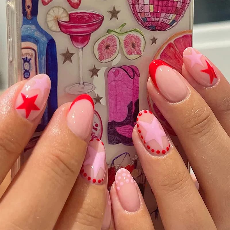 24 pièces amande presse sur ongles Y2K étoile diamant conceptions pour filles Cool couleur nue faux 