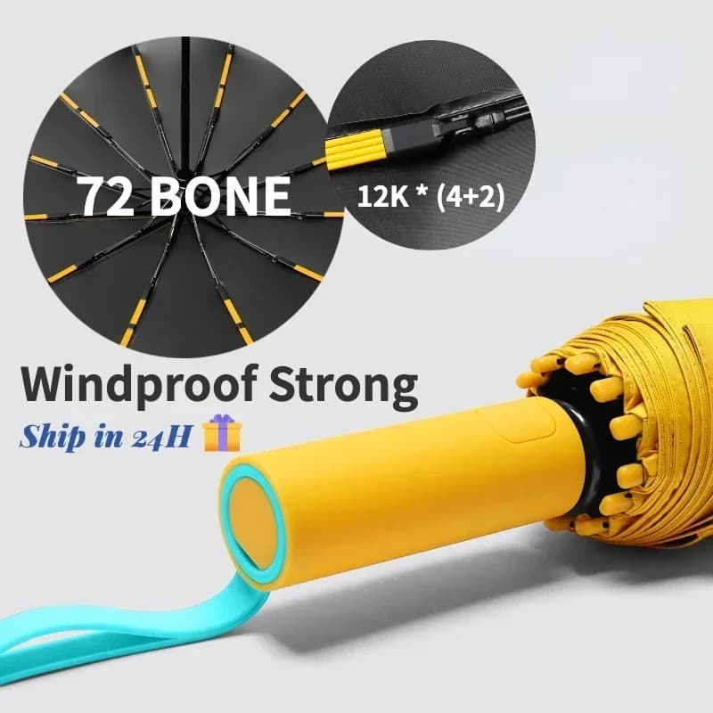 72 os Super fort coupe-vent pliant automatique hommes parapluie renforcé grand imperméable Protectio