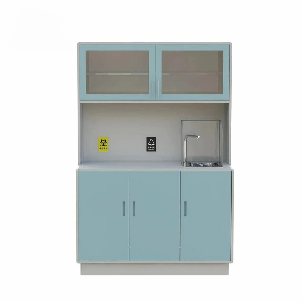 Armoire de salle d'opération hospitalière, armoire médicale en métal avec deux portes vitrées, conçu