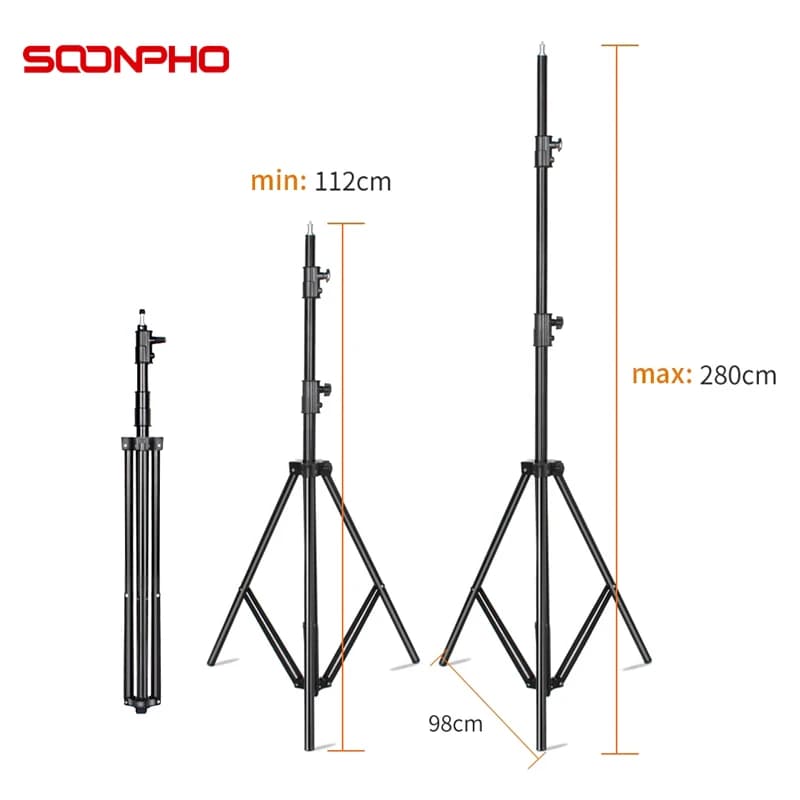 SOONPHO 280 cm support de lumière robuste avec 1/4 vis pour Studio Photo Flash diffuseur trépieds an