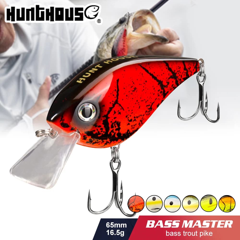 Hunthouse pêche dur leurres manivelle leurre flottant 65mm/16.5g KVD 2.5 Squarebill manivelle Wobble