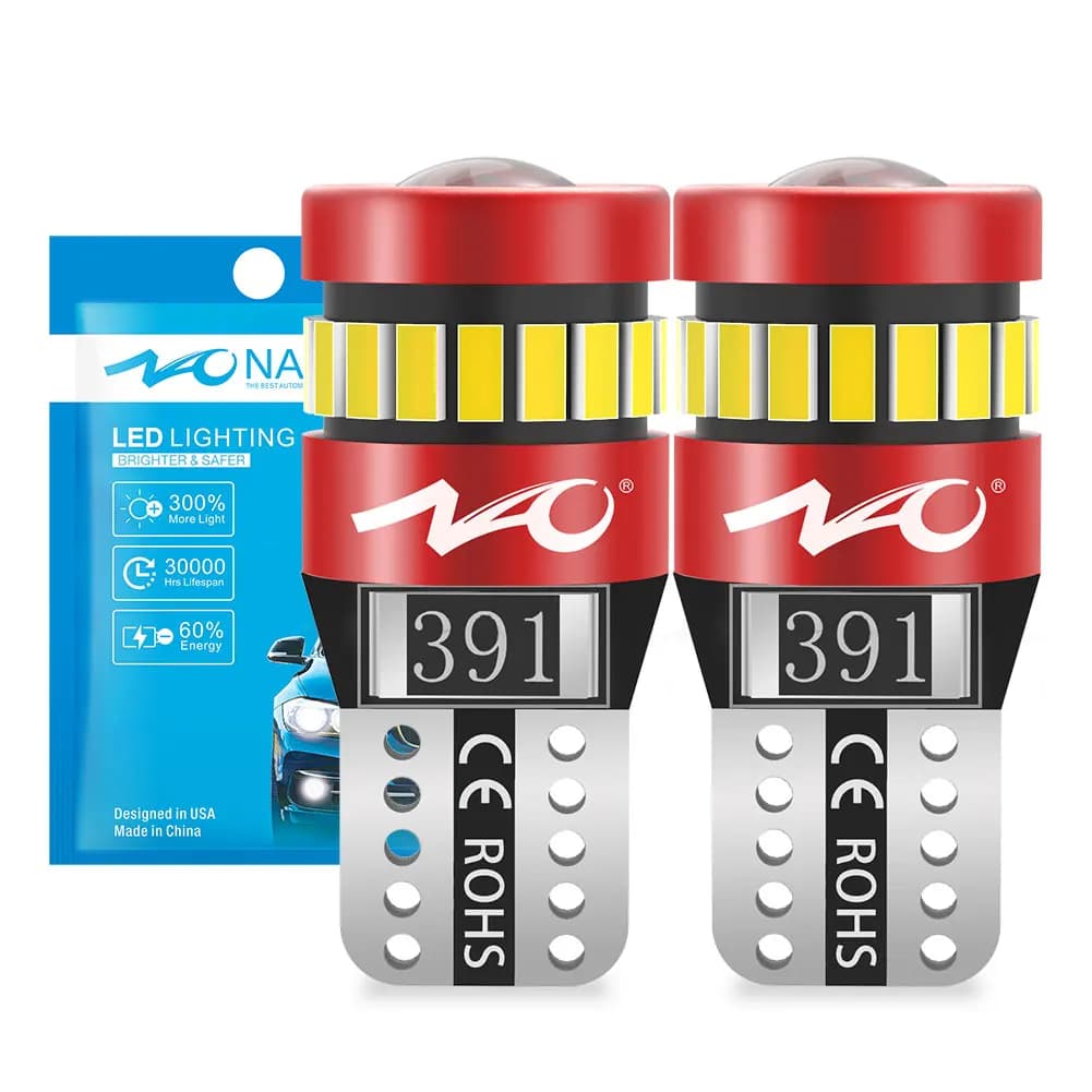NAO – éclairage intérieur de voiture T10, LED W5W 1.8W, ampoule Super brillante 12V, 3030 3014 puces
