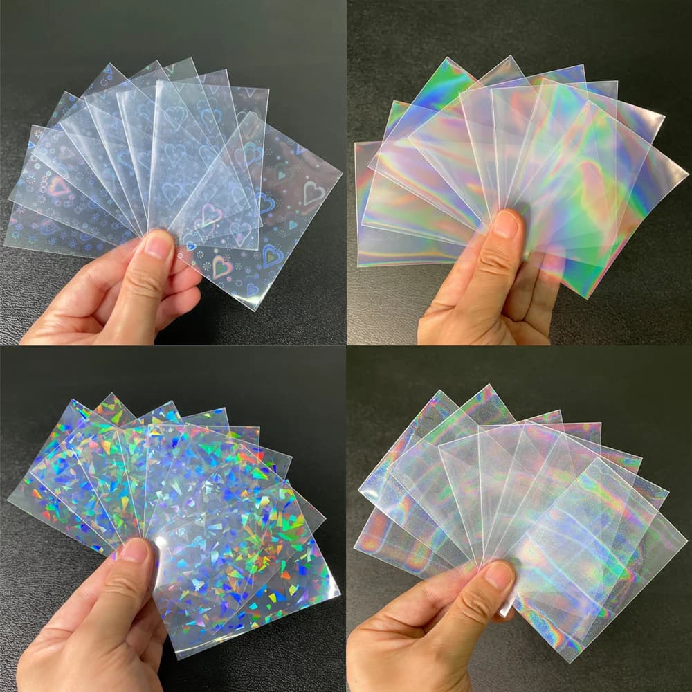 100 pcs/Lot feuille en forme de coeur Laser chargement par le haut TCG manchons de cartes YGO jeu de