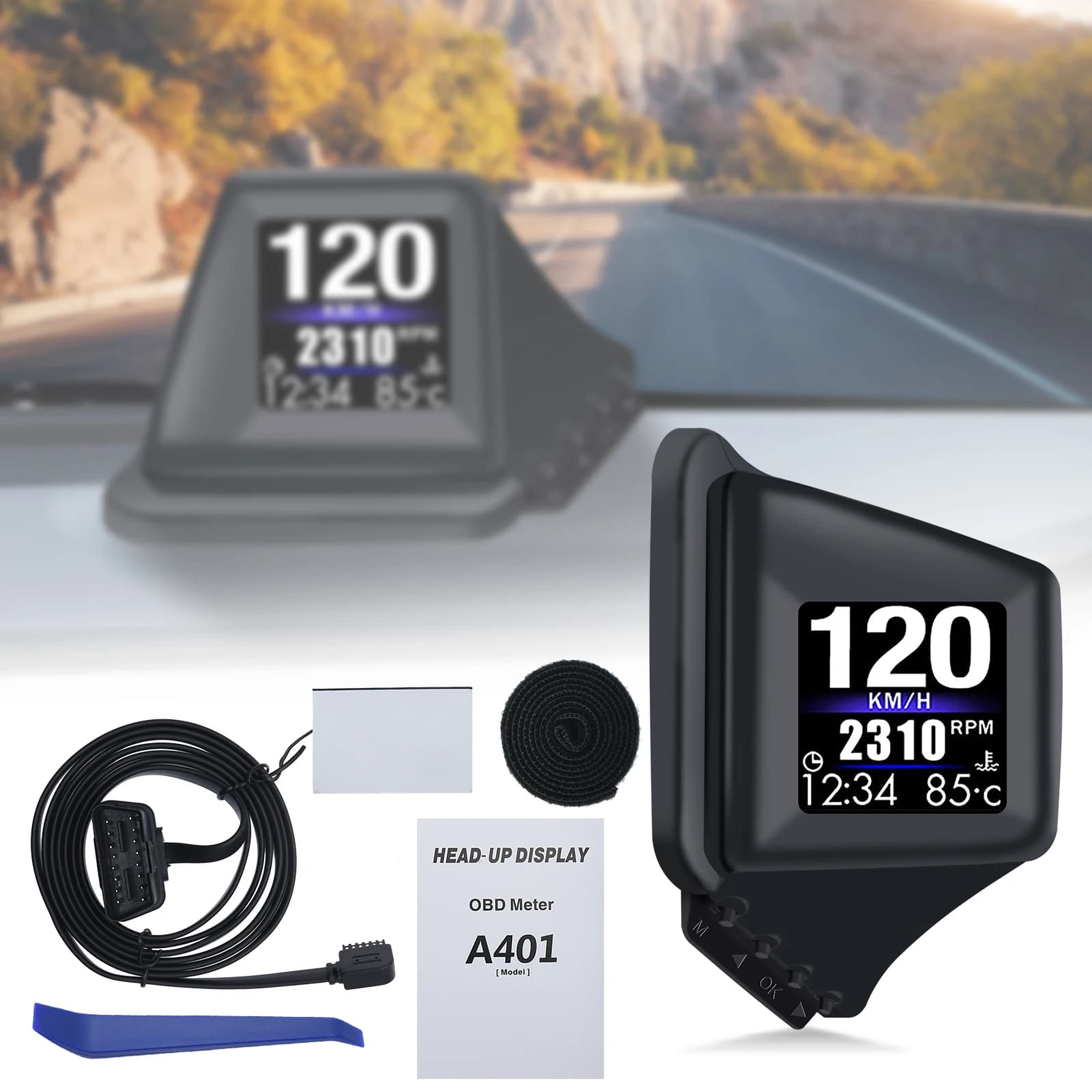 Gadget HUD multifonction OBD2 + GPS, ordinateur de bord, montant A, installation de garniture, RPM T