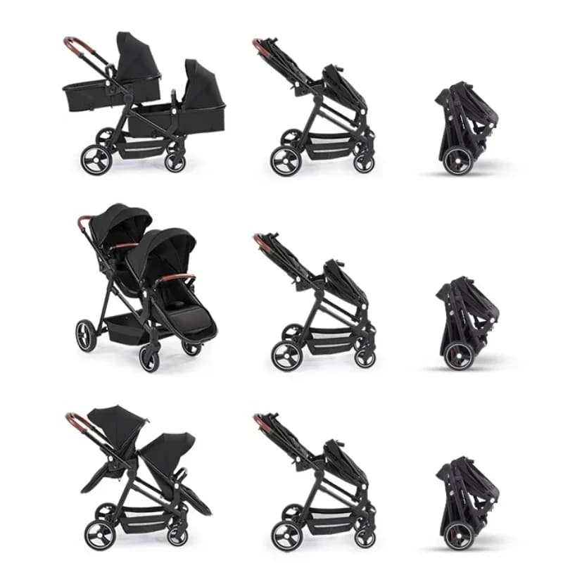 NOUVEAUX poussettes légères multifonctions pour jumeaux Poussettes pour deux enfants à bord landau 2