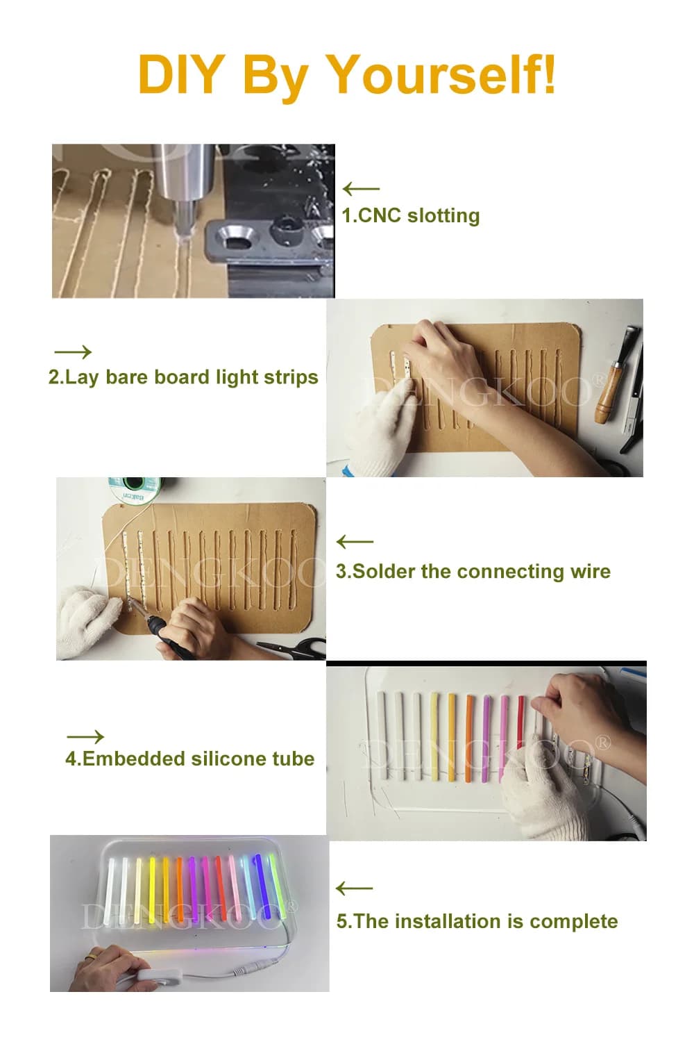 0.5-10m 6mm 8mm Silicone néon bande Tube pliable séparé nouvellement Flexible pour bricolage LED ens