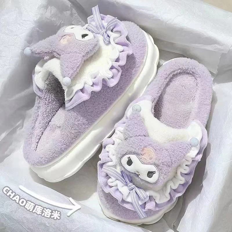 Sanrio Hello Kitty Kuromi cannelle pantoufles en coton dessin animé mignon hiver intérieur maison pa