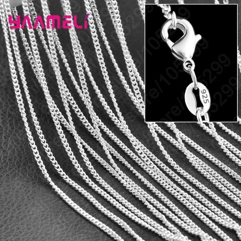 Chaîne à maillons en argent Sterling 925 pur, bijoux de collier avec fermoirs à homard lisses et sol