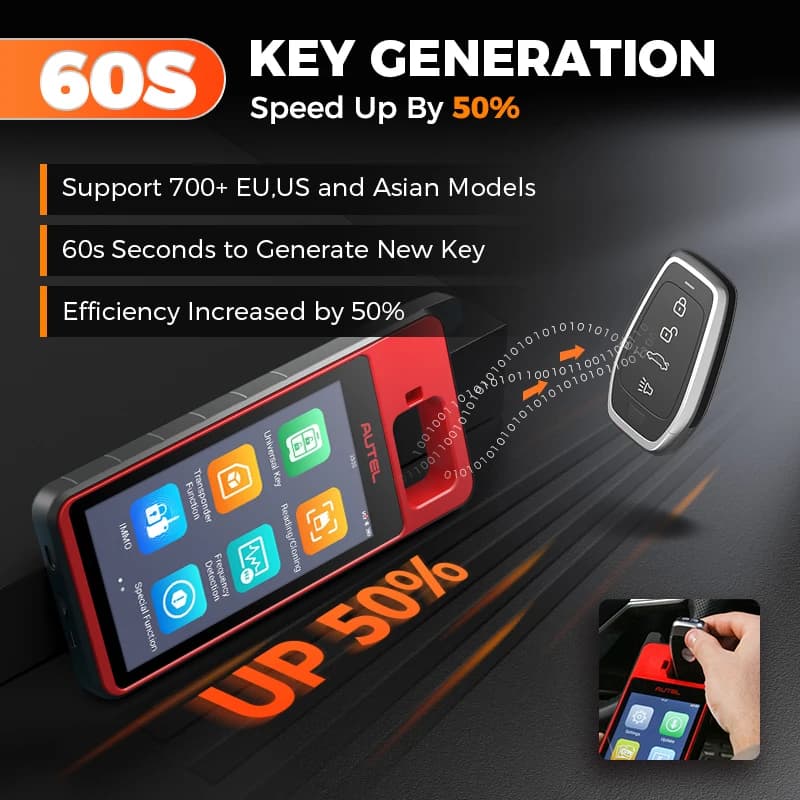 Promo Code: AEFR100  Autel-Programmateur de clé MaxiIM KM100, outil d'immobilisation, puce d'apprent
