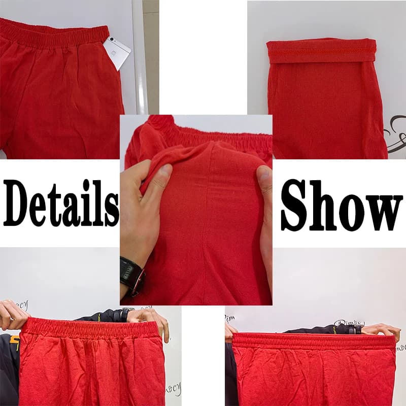 Lucyever-Pantalon décontracté en coton et lin pour femme, taille élastique, couleur unie, collection