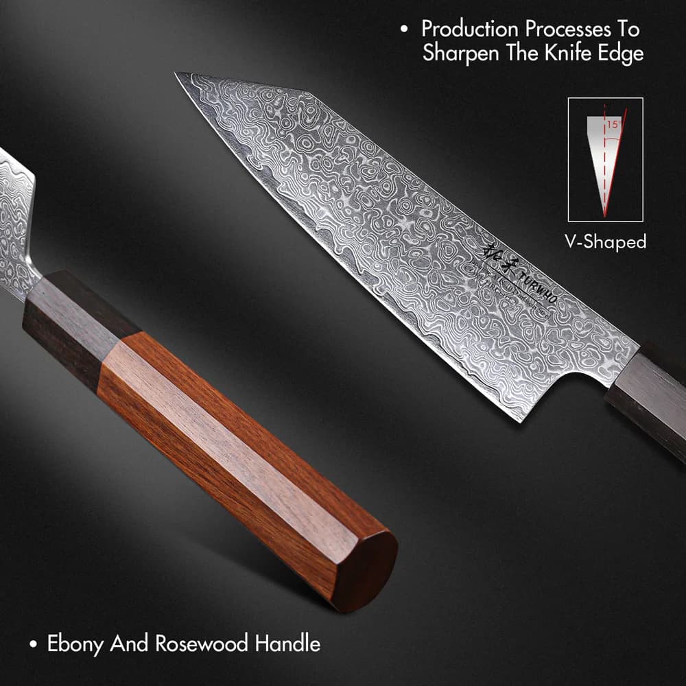 TURWHO 5 "couteau utilitaire de cuisine japonais forgé à la main en acier damas couteaux de Chef lég