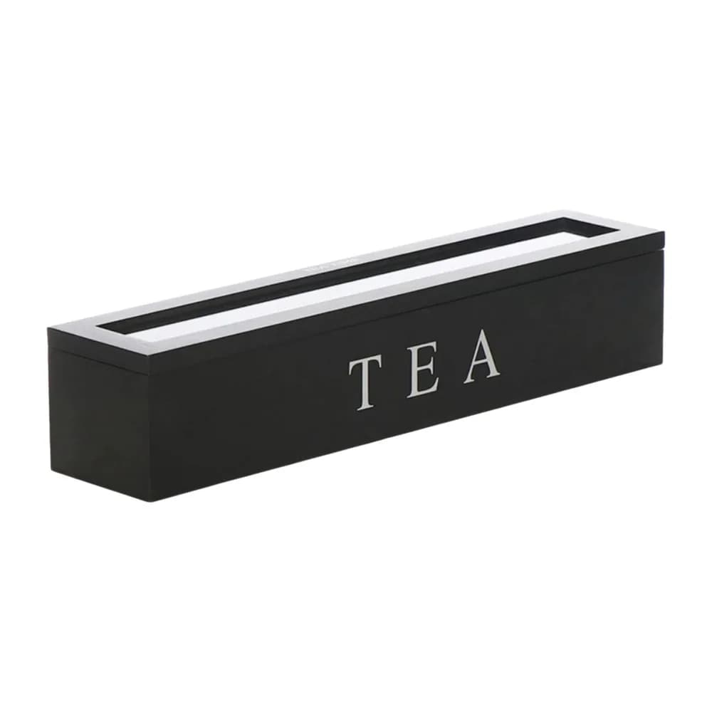 Boîte de rangement en bois pour sachets de thé avec fenêtre transparente, grande capacité, support a