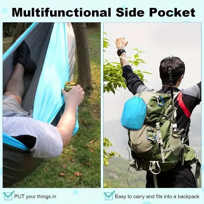 Hamac de Camping, accessoires de Camping, équipement pour l'extérieur et l'intérieur avec sangles d'