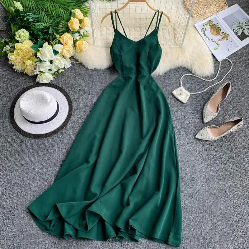 Chic Sexy dos nu pansement taille haute robe à bretelles fée décontracté robe trapèze été plage vaca