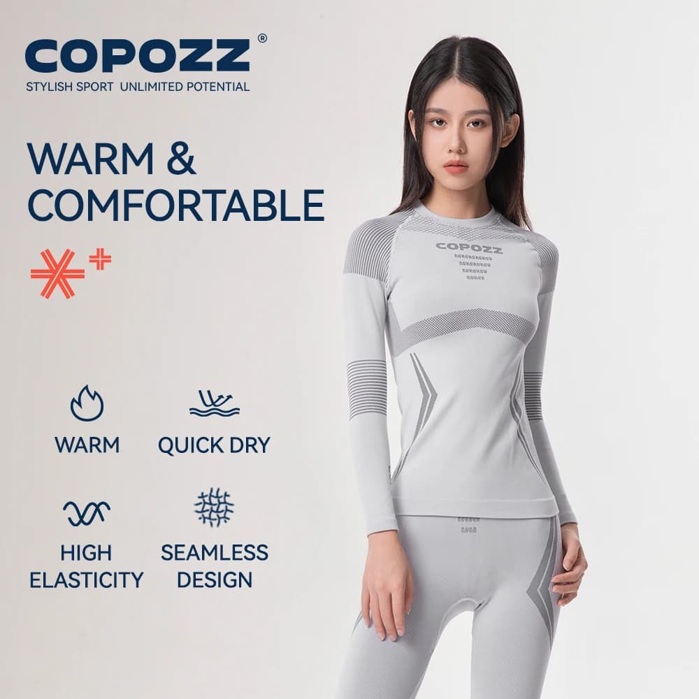 COPOZZ hiver Ski sous-vêtement thermique ensembles hommes femmes anti-transpiration respirant séchag