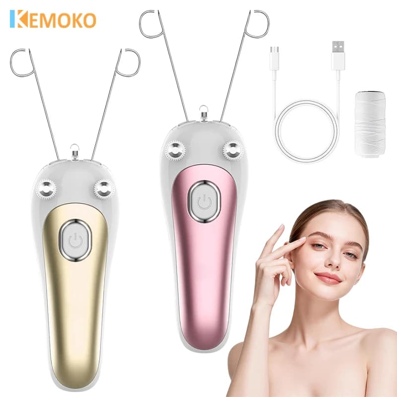 Épilateur électrique à fil pour femmes, épilateur facial et corporel indolore, fil de coton portable