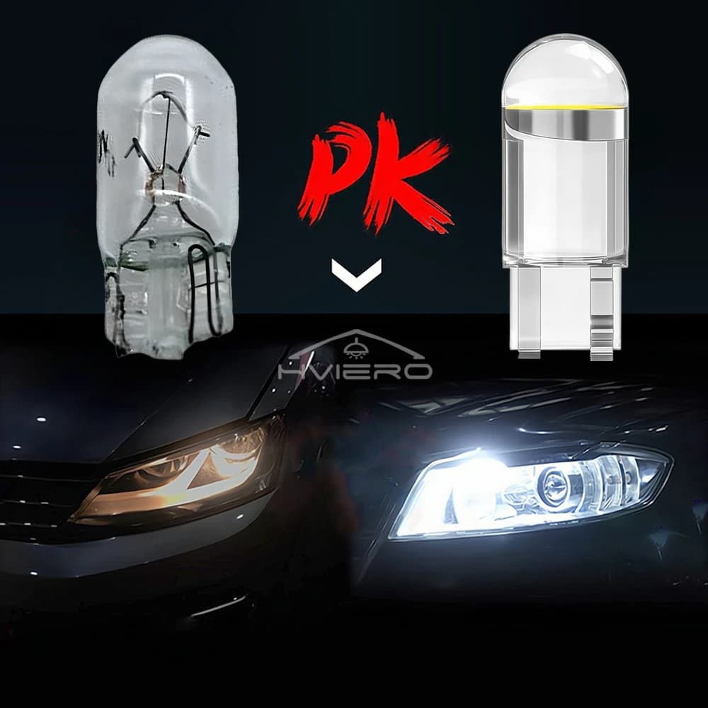 Ampoules LED Cob en verre pour voiture, 10 pièces, W5W 194 T10, lampe de plaque d'immatriculation, d