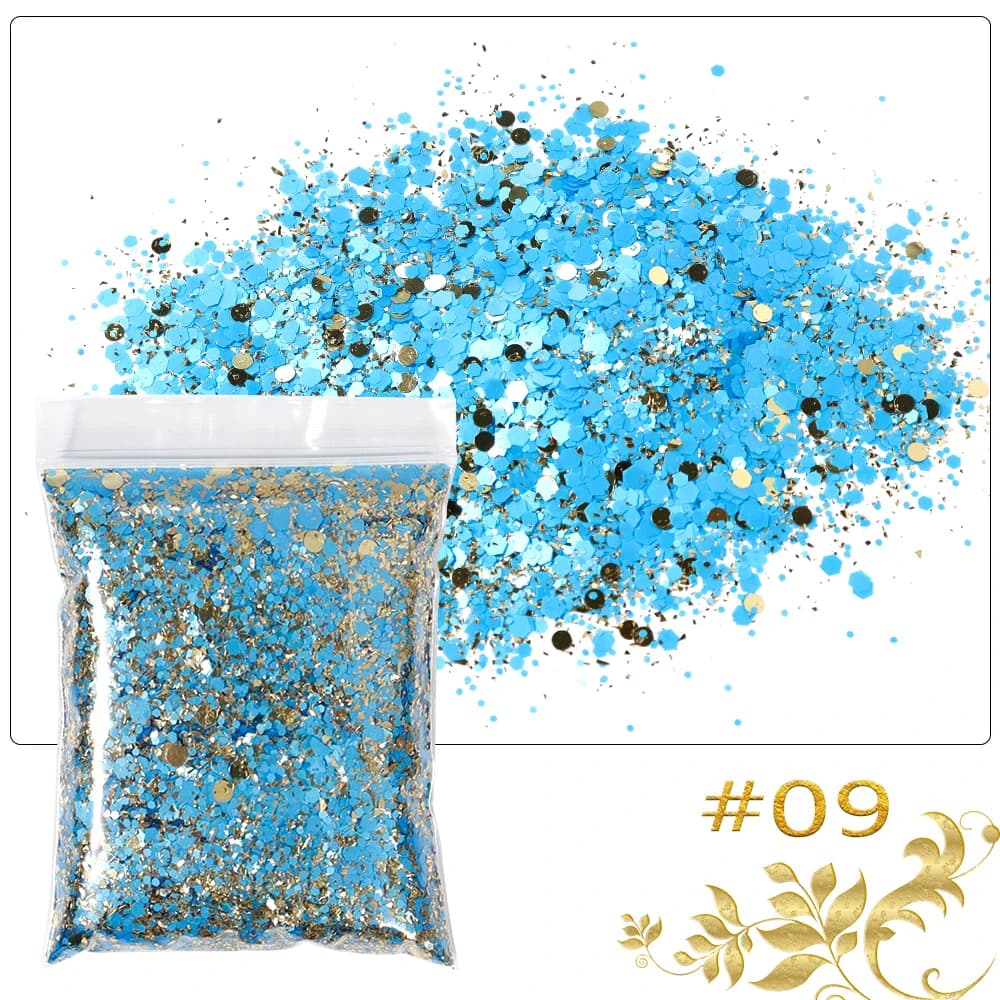 50 g/sac holographique gros paillettes princesse série or cosmétique artisanat paillettes pour résin