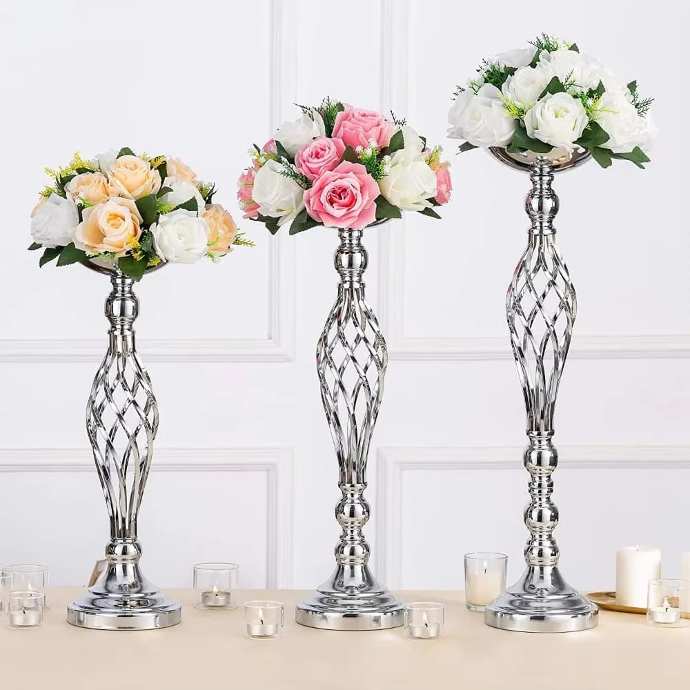 Bougeoir de table en fer doré pour la maison, vase, chemin torsadé, fleur de mariage, accessoires de