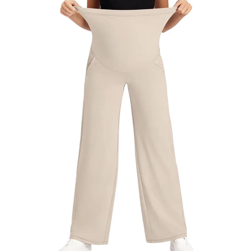 Nouveau pantalon de maternité pour femmes, couleur unie, jambes larges, taille haute, ample, décontr