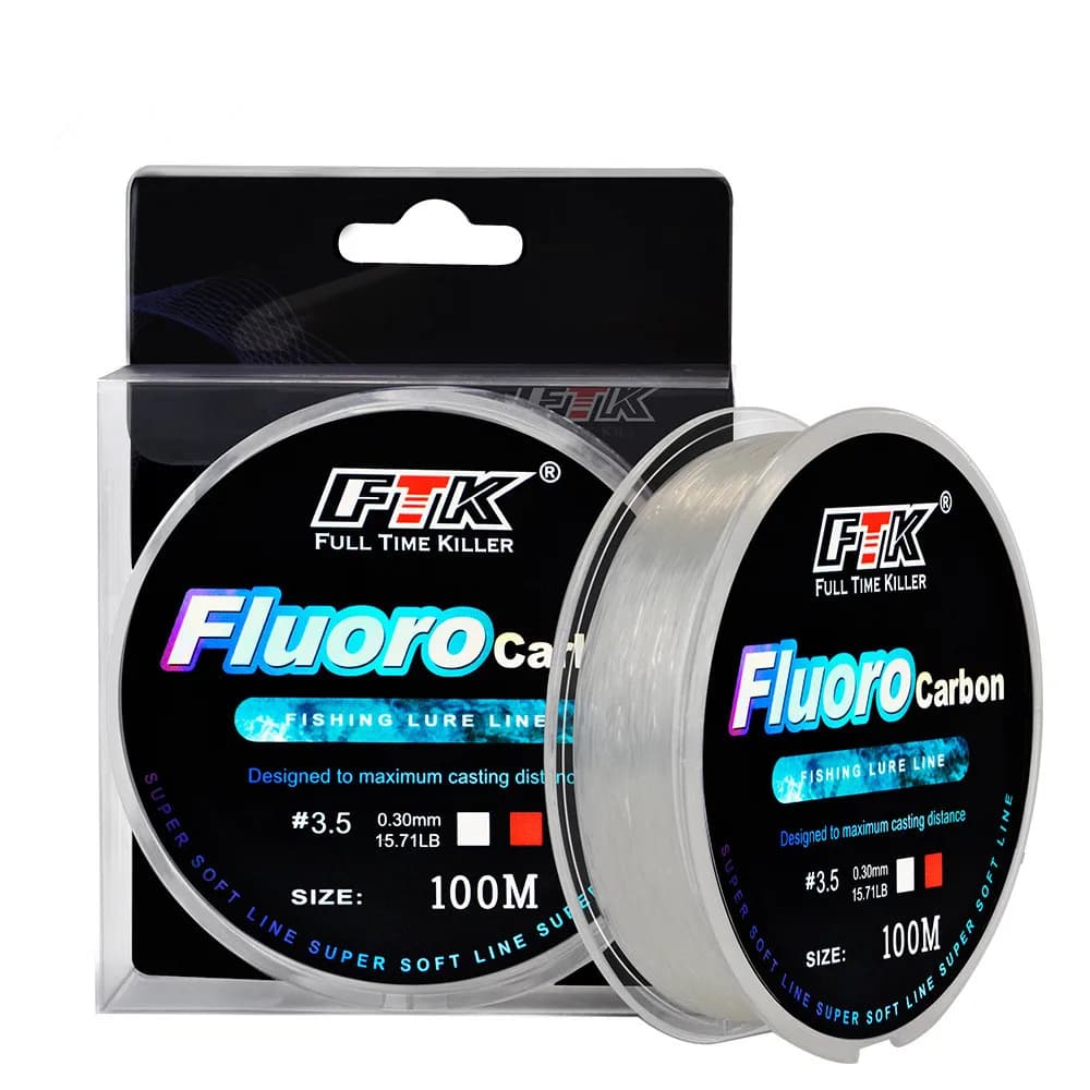 Ligne de pêche avec appâts en fluorocarbone de 100m, pêche à la mouche en fibre de carbone, pêche sa