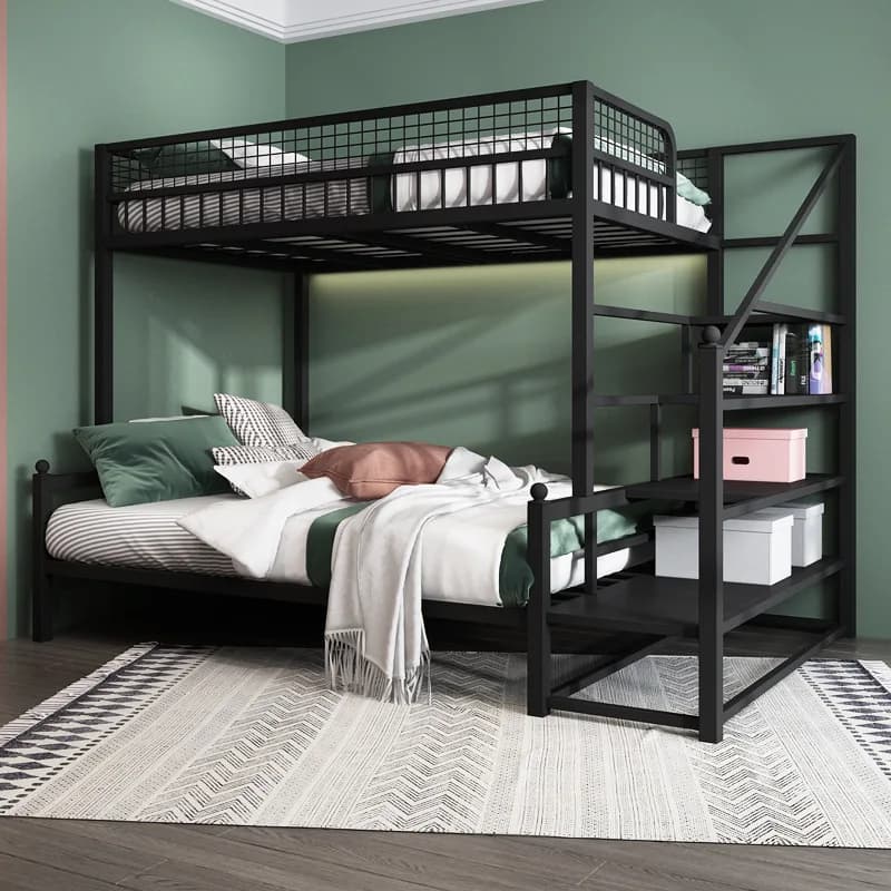 Meubles de chambre à coucher intégrés de Style industriel, lit mezzanine superposé en métal pour adu