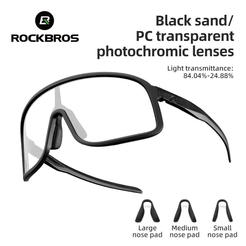 ROCKBROS lunettes photochromiques HD lentille à grande monture lunettes de soleil d'équitation en pl