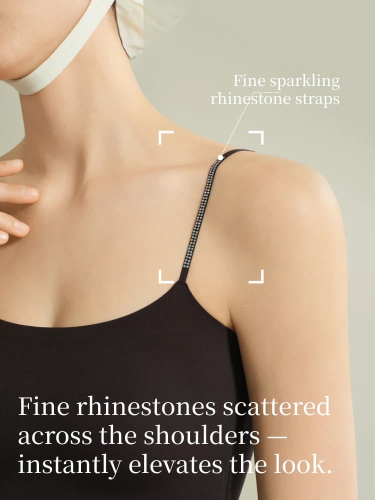 SUJIIN Débardeurs Cami d'été sans coutures à bretelles ornées de strass pour femmes 2026 – Camisole 