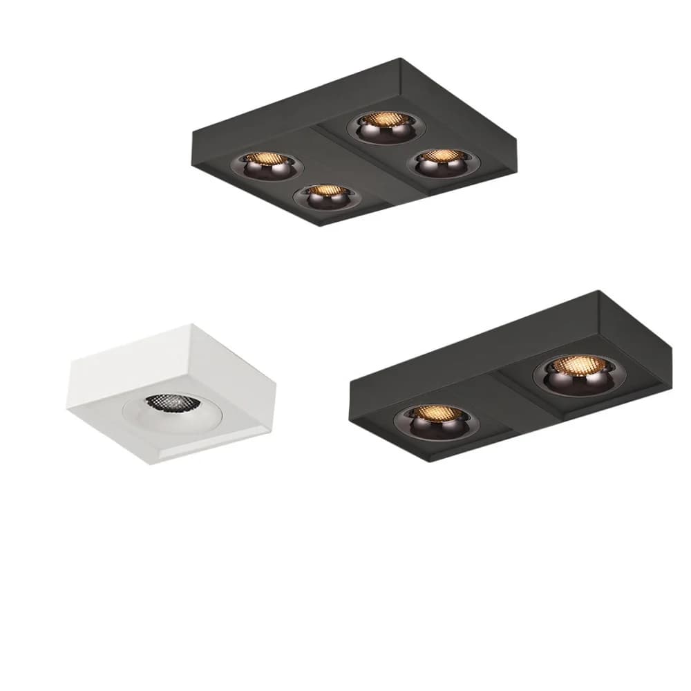 Plafonnier LED carré COB projecteurs Dimmable 12W15W 1-2-4 tête puce Anti-éblouissement Downlight pl