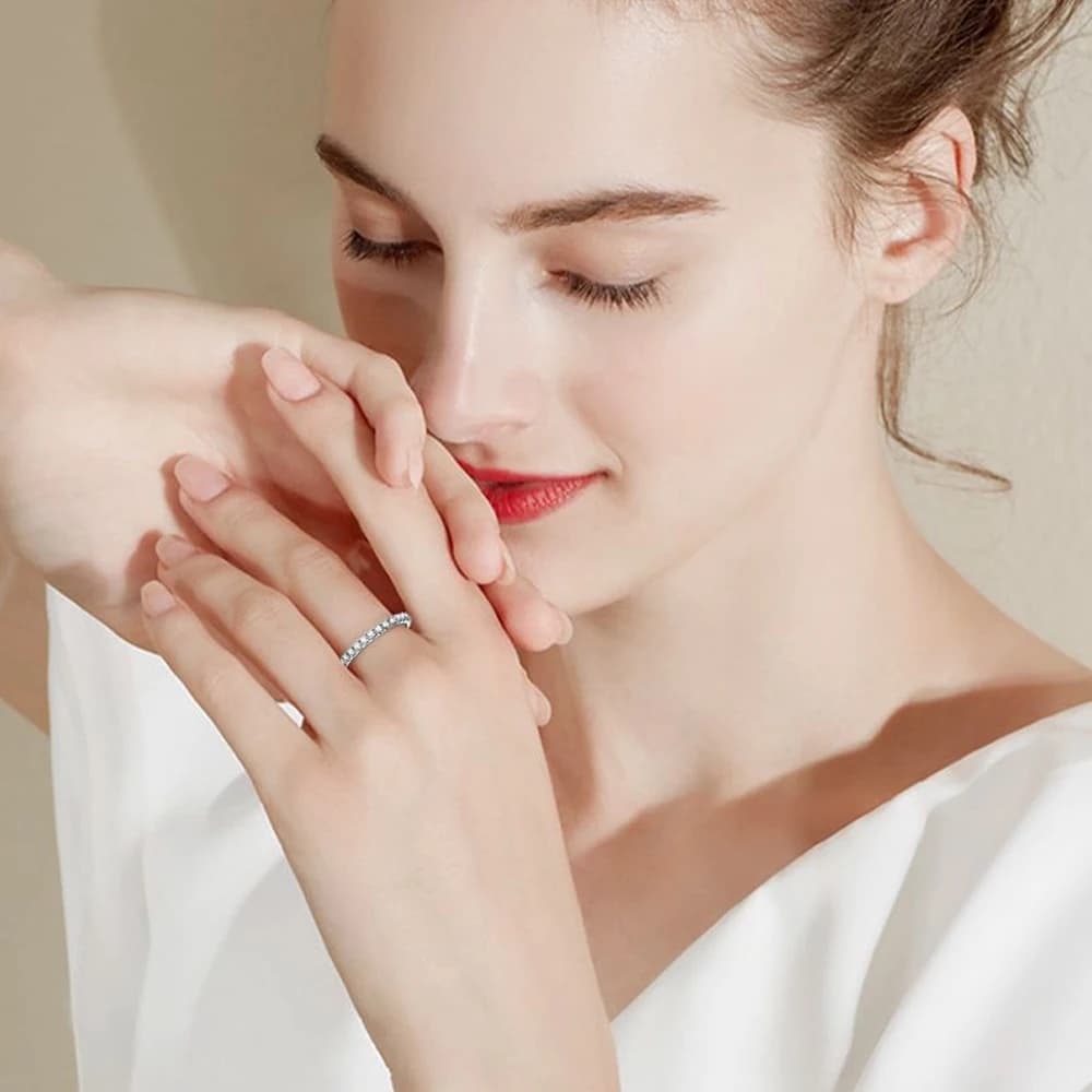 KNOBSPIN-Bague Moissanite en Argent Sterling 925 et Or Blanc Massif 18k, Alliance d'Éternité, Fiança