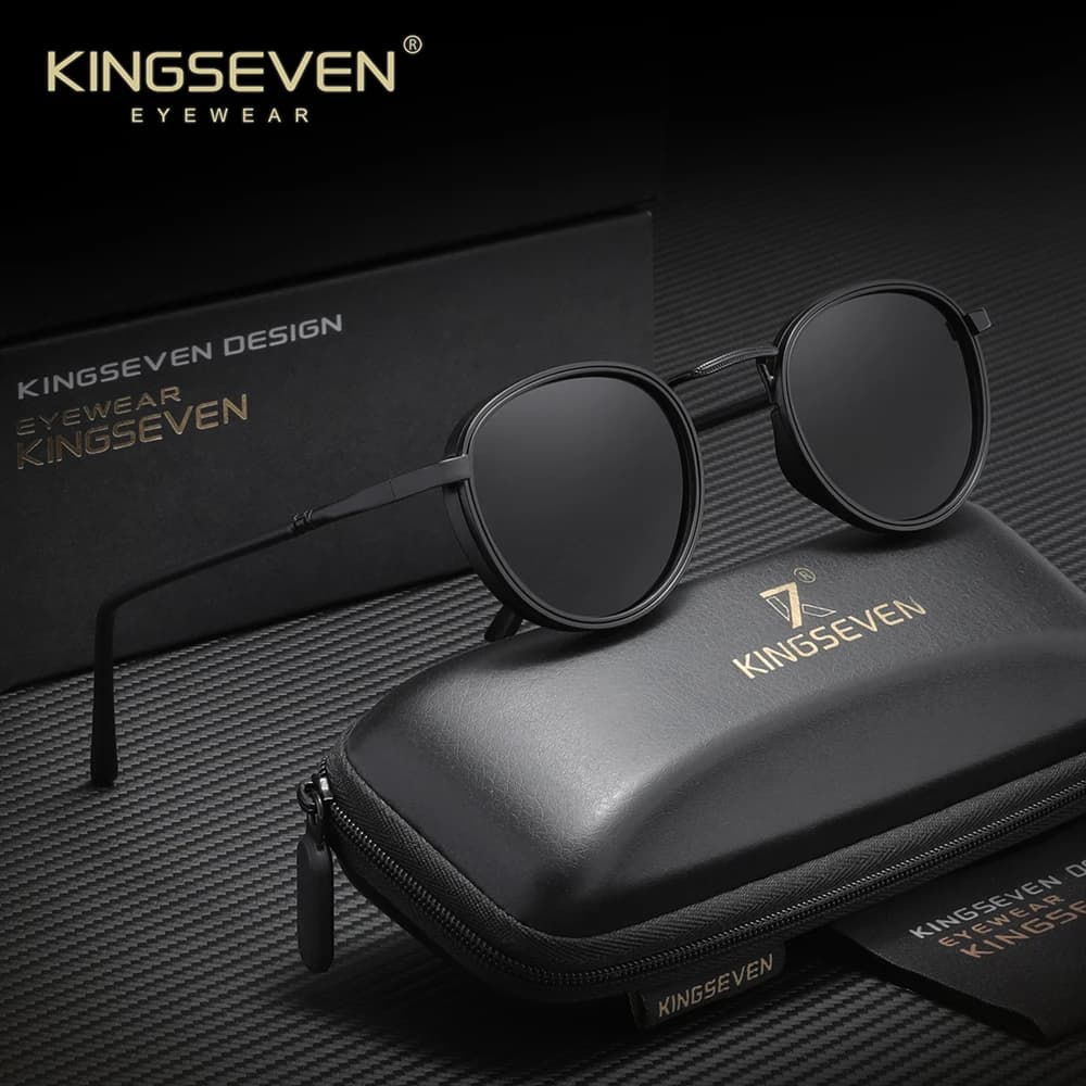 KINGSEVEN Lunettes de soleil rétro pour hommes et femmes, monture ronde, polarisées, accessoires de 