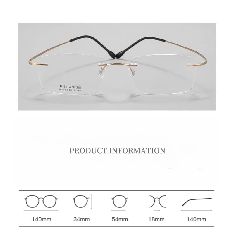 Monture de lunettes sans monture en titane pur ultra-léger pour hommes, affaires carrées, contrevena