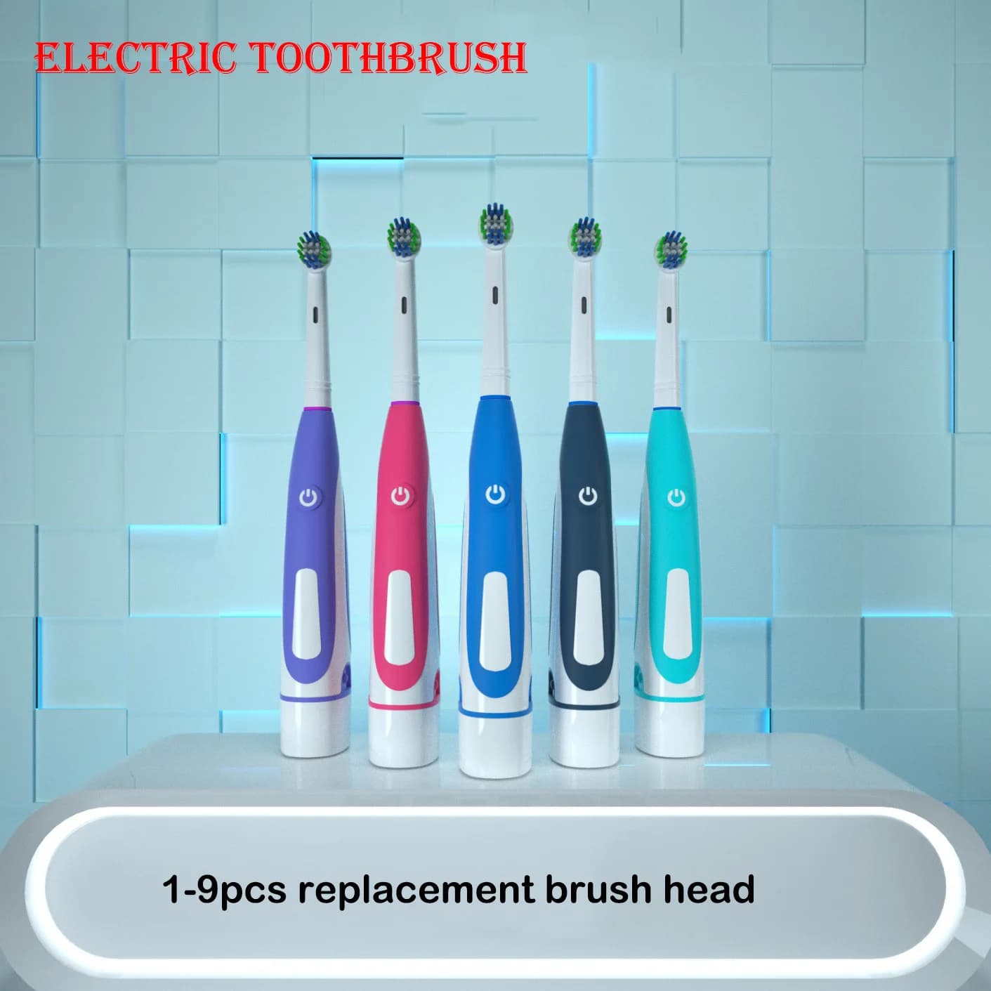Brosse à dents électrique, têtes vibrantes arrondis, brosse à dents à poils souples, Rotation, soins