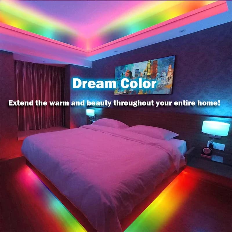 Bande lumineuse LED TUYA WS2812 RGBIC adressable avec effet de chasse Wifi USB 5V Smartlife Dreamcol