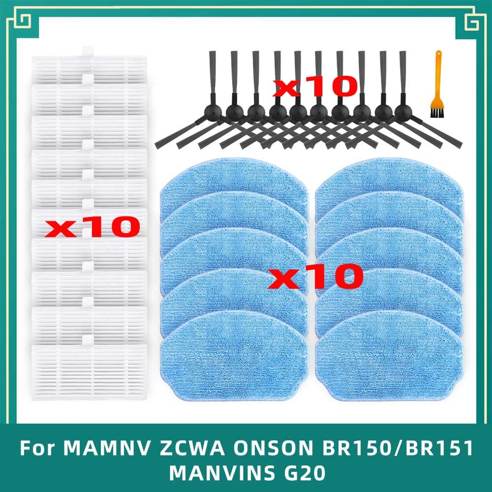 Brosse latérale Filtre de serpillière Compatible avec MAMNV ZCWA ONSON BR150 / BR151 MANVINS G20 / C