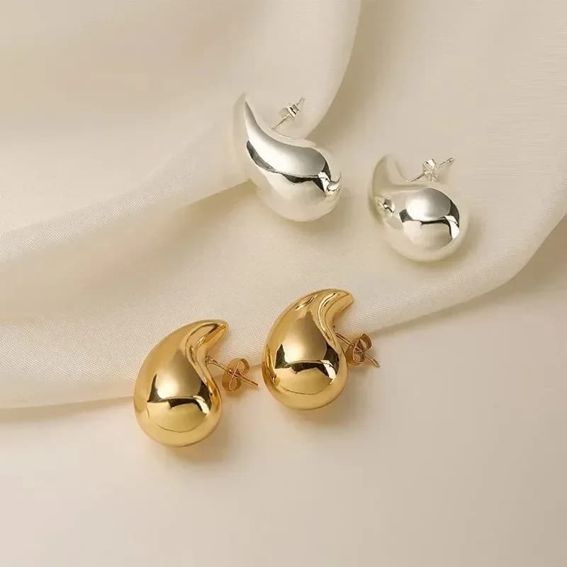 Boucles d'oreilles créoles en forme de goutte d'eau pour femme, argent regardé 925, plaqué or 18 car