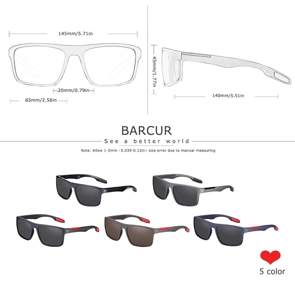 BARCUR TR90 hommes lunettes de soleil polarisées ultralégères sport lunettes de soleil pour femmes l