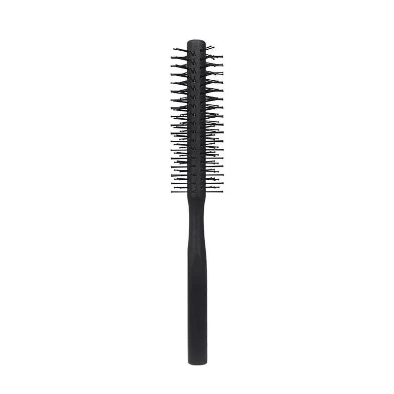 Brosse à friser circulaire en nylon avec manche en bois, peigne à cheveux professionnel, outil de co