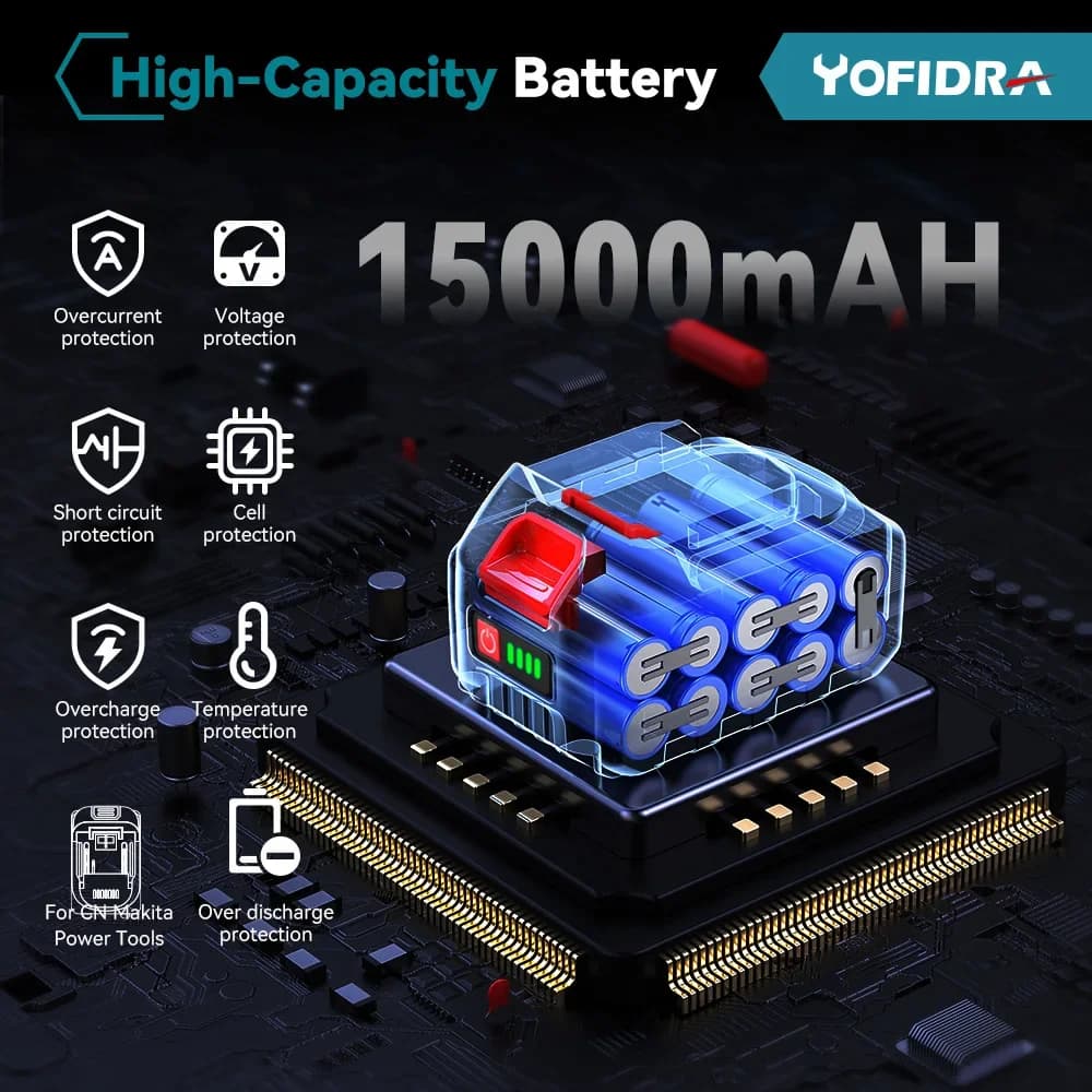 Yofidra – batterie Lithium-Ion Rechargeable 18-20V, pour perceuse/scie/tournevis/clé/meuleuse d'angl