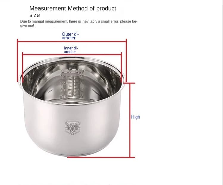 Autocuiseur 2L 3l4L 5L 6L pot intérieur revêtement de riz 304 acier inoxydable antiadhésif ustensile