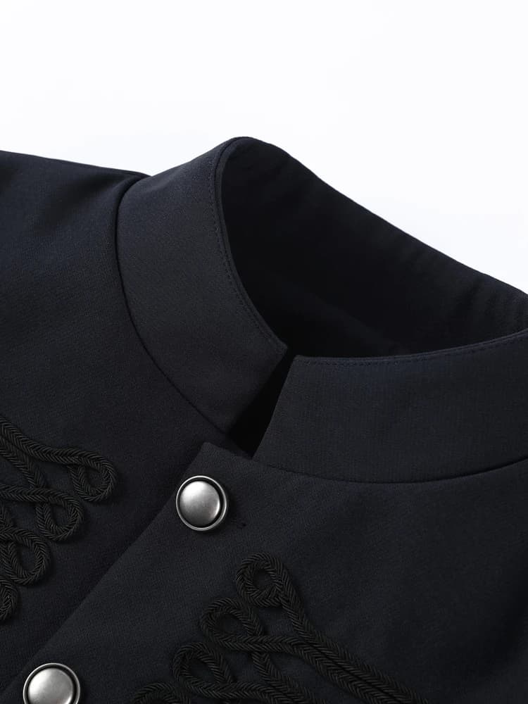 Veste Courte Vintage Napoléon pour Femme, Col Montant, Manches Longues, Simple Boutonnage, Coupe Sli