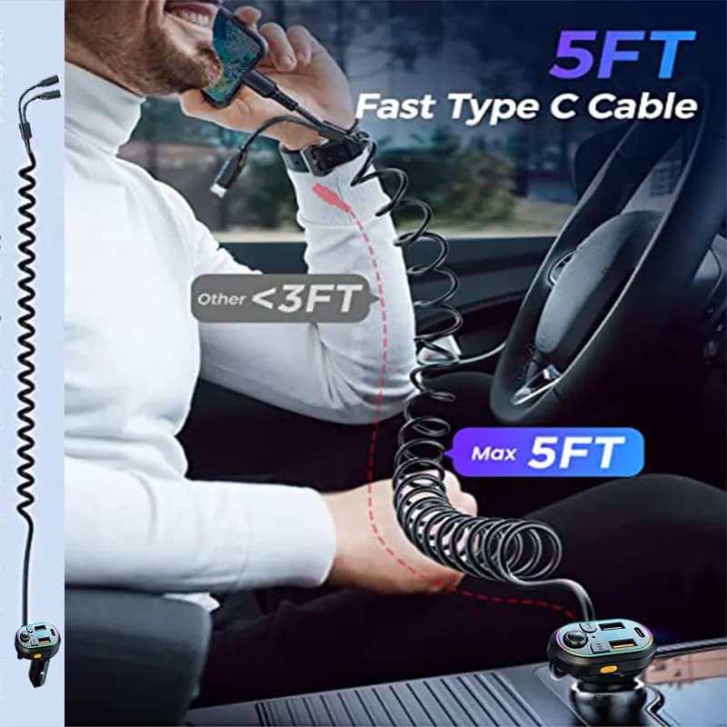Transmetteur FM Bluetooth 5.0 pour voiture, récepteur Audio sans fil, lecteur MP3 25W PD, Charge rap