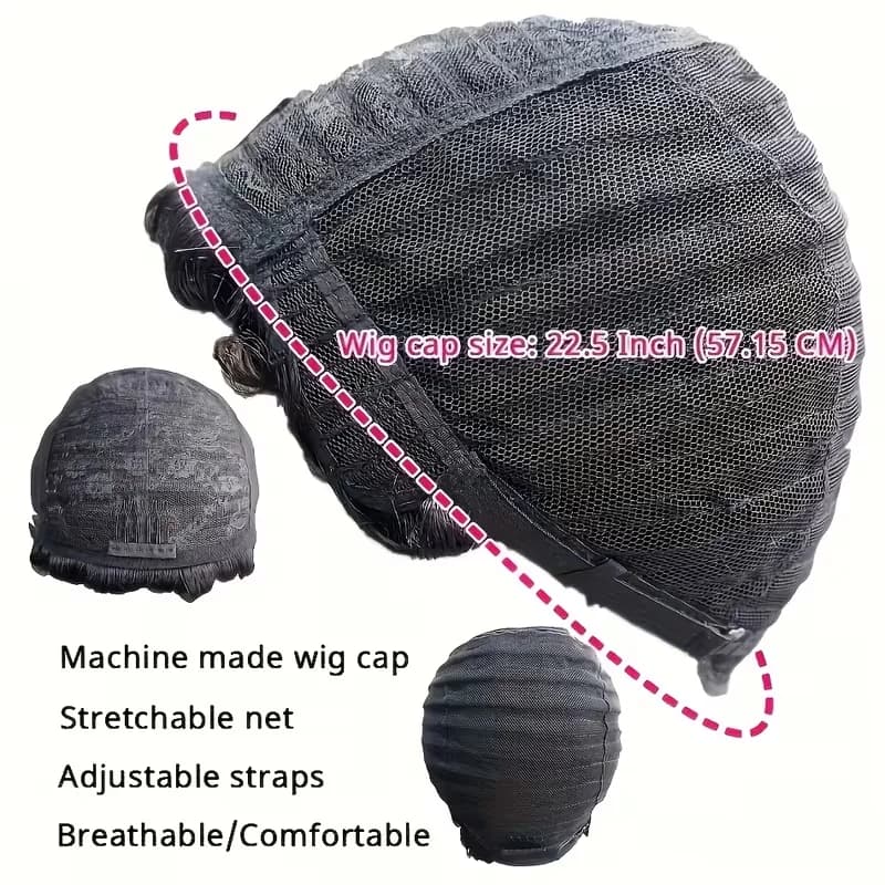Perruque coupe lutin bouclée pour femmes, cheveux 100% naturels, entièrement fabriqués à la Machine,