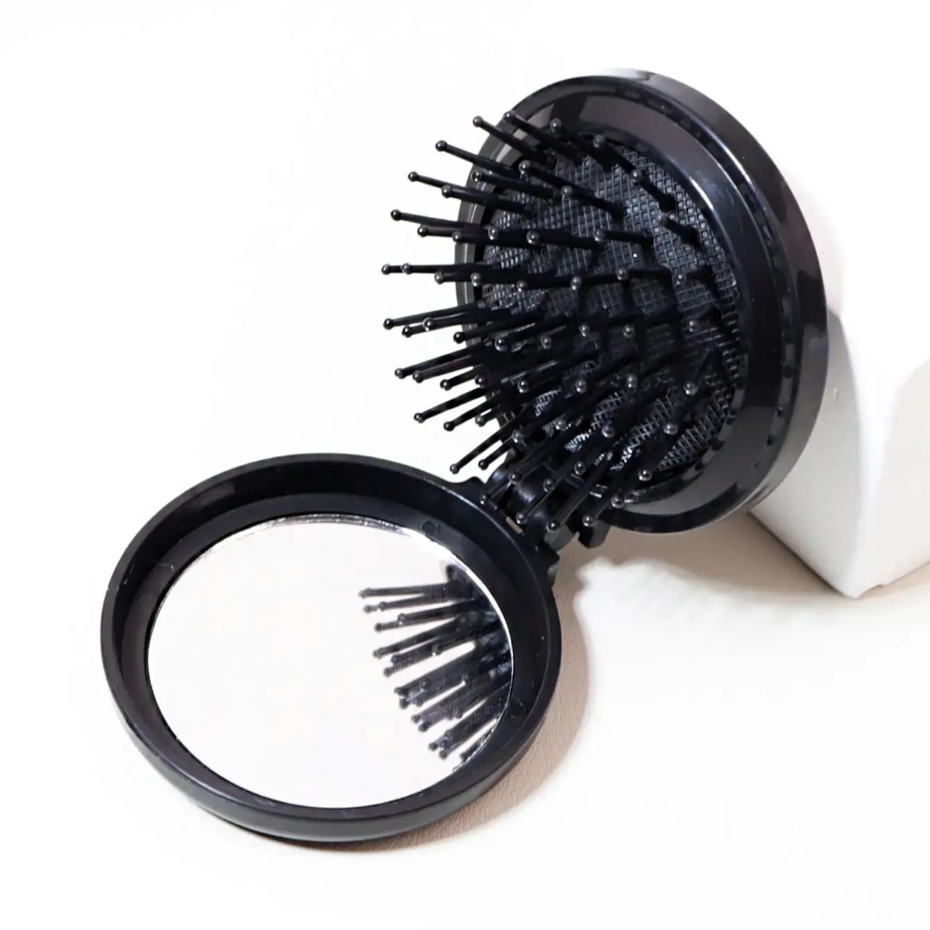 Mini miroir de massage à tête pliante, accessoires de coiffure antistatiques, brosse à cheveux porta